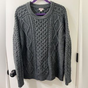 Merona Cable Knit Sweater Dark Gray Size XL Crewneck Long Sleeve